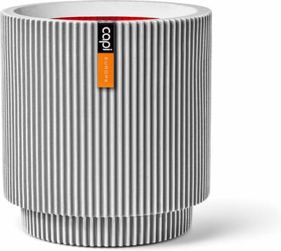 Capi Europe - Vaas cilinder Groove NL - 35x38 - Ivoor - Opening Ø29 - Bloempot voor binnen en buiten - Levenslang garantie - Breukbestendig - 100% Recyclebaar - CO2 Neutraal geproduceerd - KGVI882