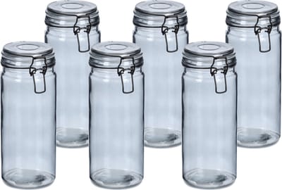 Zeller Weckpotten/inmaakpotten - 6x - 1L - glas - met beugelsluiting - D10 x H20 cm