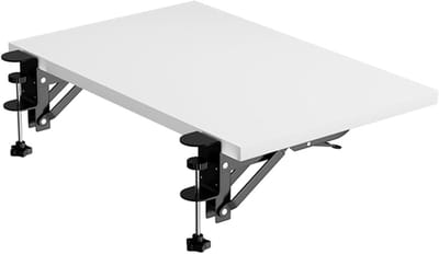 Bureauverlenging Plank - Bureaulade Armsteun - Meer Werkruimte - Opvouwbaar Klemontwerp - 20x80cm - Wit