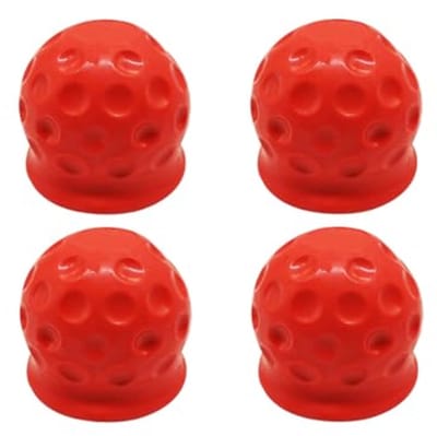 Set van 4 Beschermkappen voor Trailerkoppelingen - Bescherming voor Trekhaak, Koppeling en Bal - Rood