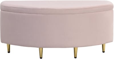 Gestoffeerde bank met opbergruimte, gestoffeerde bank met fluwelen opbergdoos, voetenbank met metalen poten, geschikt voor hal, woonkamer, slaapkamer, 90 x 40 x 42 cm, roze