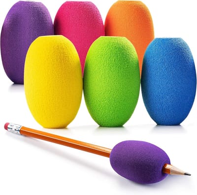 Speciale benodigdheden Ei-pen-potloodgrepen voor kinderen en volwassenen Kleurrijke, gevoerde houders voor handschrift, tekenen en kleuren - Ergonomisch voor rechts- of linkshandigen - Herbruikbaar (6-pack)