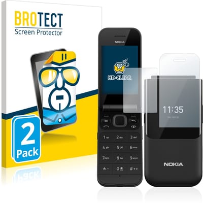 BROTECT - Screenprotector voor Nokia 2720 Flip - Folie Beschermfolie transparant 2 Stuks