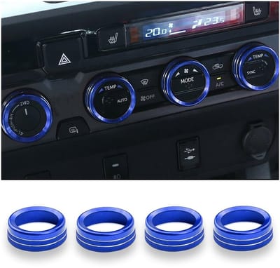 Dailygoods - Airconditioning knopafdekking - Universele accessoires - Aluminiumlegering - Zwart - Knop ring afdekking - Geschikt voor Tacoma - 4 stuks