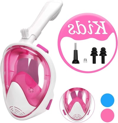 Verbeterd Duikmasker 180 Graden Zicht - Volgelaatsmasker met Afneembare Houder voor Actiecamera - Eenvoudig Ademend - Voor Kinderen Snorkelmasker