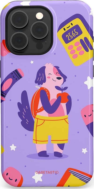 Casetastic hoesje geschikt voor Apple iPhone 15 Pro Max - MagSafe - Dubbellaagse bescherming - Tussen boeken en sterren - Fashion Case - Lavendel Geel