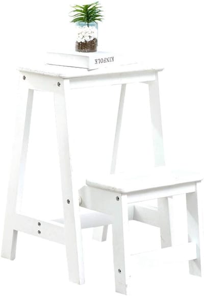 Huishoudtrap Klapstoel - Opstapje Krukje - Extra Hoogte - Lichtgewicht Compact - 150kg Capaciteit - Wit