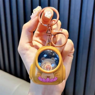 Creatieve Kapibara Lichtgevende Sleutelhanger Leuke Cartoon Ruimtecapsule Capibara Sleutelhanger Schooltas Hanger Kleinood Vriend Cadeau brown