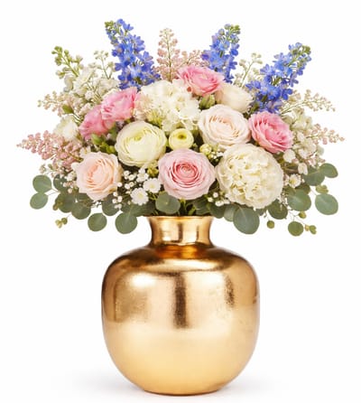 H&S Collection Vaas Dubai - goud - H40 x D30 cm - metaal - bloemenvaas