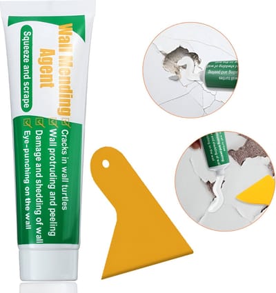 Home & Marker - Muurvuller - Vulmiddel - Muur Reparatie - Inclusief Plamuurmes - Snelwerkend - 100 Gram - WALLFIX