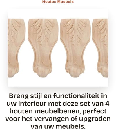 Dailygoods- Meubelbenen Houten - Meubelpoten Set van 4 - Meubelverhoger - Verstelbaar - Rubberhout - 12 x 6 cm