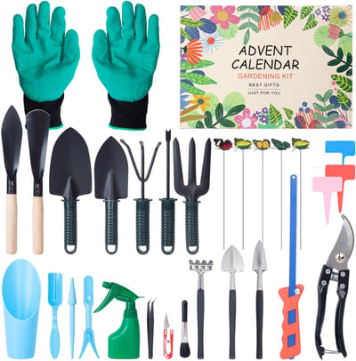 Calendario de Adviento de Navidad 2025 con kit de jardinería para adultos - Incluye herramientas de poda para el jardín - Un regalo de Navidad para los amantes de la jardinería - Apto tanto para hombres como para mujeres.