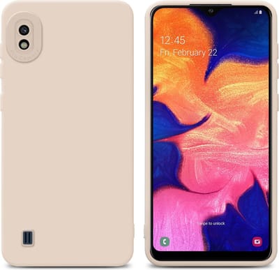 Cadorabo Hoesje geschikt voor Samsung Galaxy A10 in FLUID CREAM - Beschermhoes gemaakt van flexibel TPU silicone Cover Fluid Case