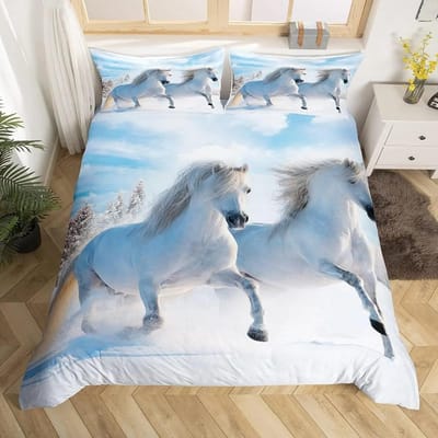 Galopperend Paard Beddengoedset Paard Dekbedovertrek Twin Full Queen King Boerderijdieren Dekbedovertrek voor Kinderen Meisjes Tienerkamer AU Double(180x210cm)