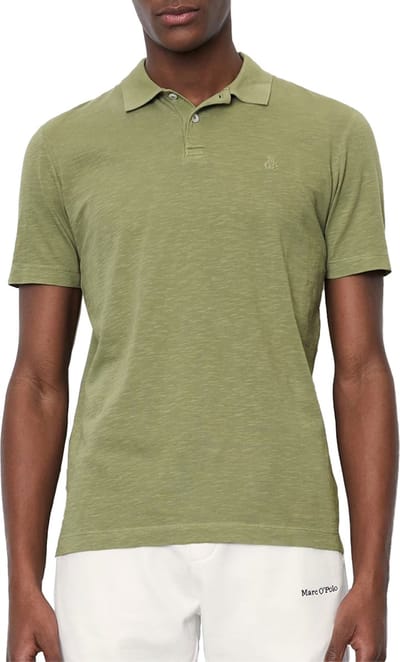 Marc O'Polo shaped fit polo - heren poloshirt korte mouw - olijfgroen - Maat: S