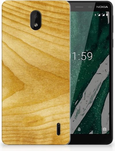 Nokia 1 Plus Bumper Hoesje Licht Hout