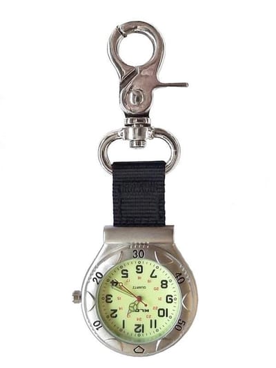 Zakhorloge met karabijnhaak Unisex Glow in the Dark Japans Uurwerk Zilver NOC451