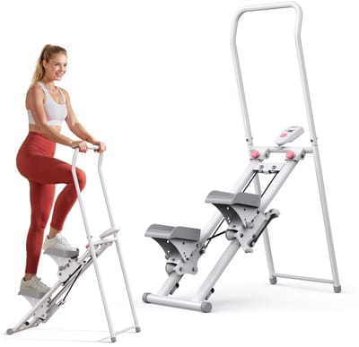 MERACH 2026 Stair Stepper voor thuistraining - revalidatie - draagbare crosstrainer-stepper inklapbaar met 2 weerstandsniveaus - LCD-scherm - verstelbaar antislip-pedalen - vertical climber voor full-body workout - Maximale capaciteit 136KG