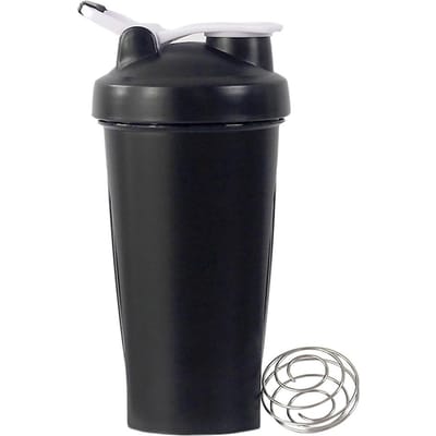 1 pièce Shaker à protéines portable 600 ml Bouteille de fitness avec boule fouet en fil pour les passionnés de fitness les athlètes Parfait pour la salle de sport en extérieur black