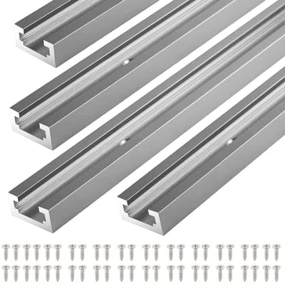 Dailygoods- T-rail 1220 mm - Aluminium Dubbel Gesneden Profiel - 4 Stuks - Schroeven Voor Houtbewerking - Corrosiebestendig - Robuust en Duurzaam - T-groef