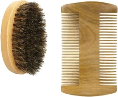 Frazimashop-Haarkam. varkenshaar bostel - Baardkam - Kammen en haarbostel- Zakkam sandel Hout - sandel dubbelzijdige kam- Antistatisch Sandelhout 2 stuks - haarbostel en baard kamvoor mannen