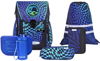 McNeill schooltas Primo Schoolbag Set 9-delig Gamer blauw