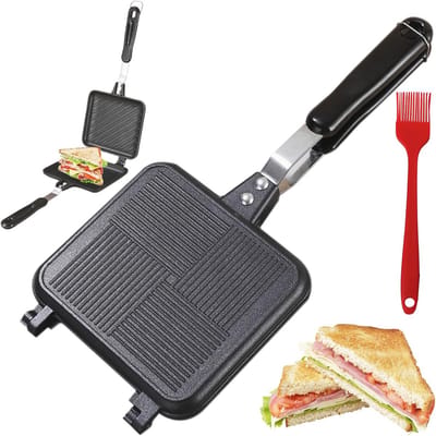 Dubbelzijdige Aluminium Braadpan - Hittebestendige Toastpan met Anti-aanbaklaag voor Thuis