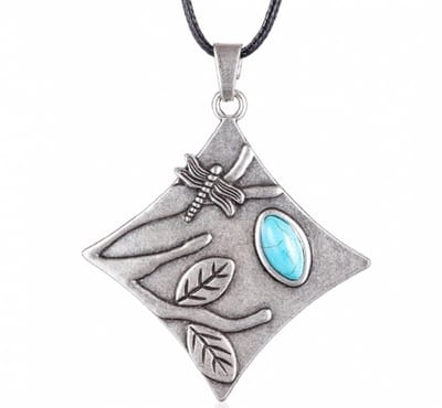 Libelle ketting -metaal- zwartkoord-Charme Bijoux