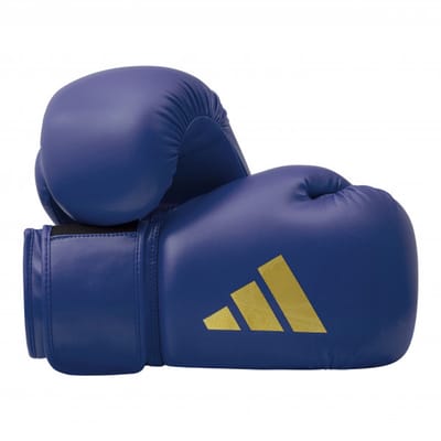 adidas Bokshandschoenen Speed 50 Blauw/goud 10 ons – Synthetisch Leer – Voor Beginners – Klittenbandsluiting – Bokszak & Sparring