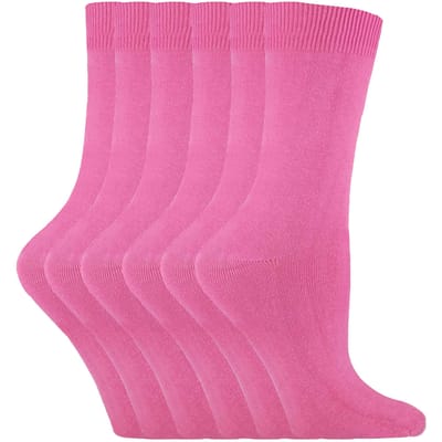 Set van 6 effen, casual katoenen damessokken - PL30 Rose