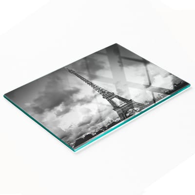 Stijlvol en duurzaam glazen bord met print van de Eiffeltoren, Parijs, 80x52 cm