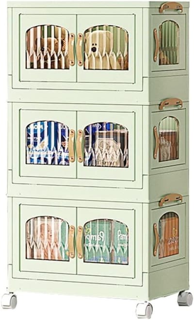 Opvouwbare Opbergdoos - Vouwdoos Deksel - Ruimte Besparen - 4 Deuren Zichtbaar - 47x30x87cm - Groen
