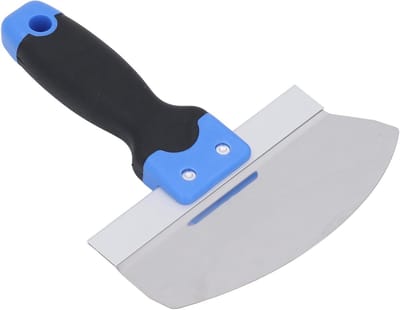 Plamuurmes, Roestvrijstalen Gebogen Voorgevormde Emmerschep, Plamuurmesschraper met Zachte Grip voor Reparatie en Afwerking van Gipsplaten