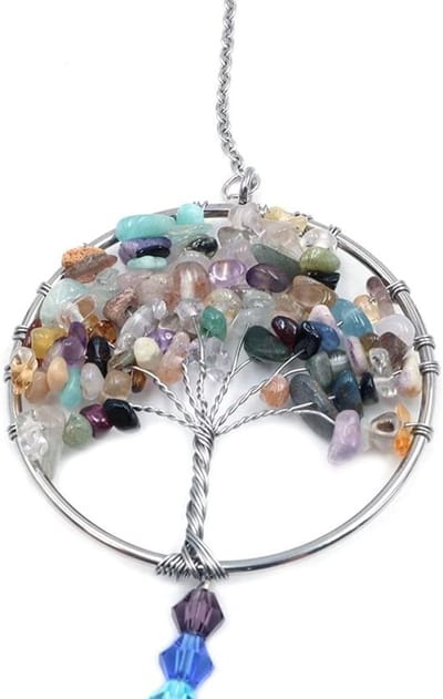 Dailygoods- Wind Chime Kristallen Regenboog Hanger - Decoratie Woonkamer - Feng Shui - Levensboom - Hangend Ornament - 14 Inch Lengte