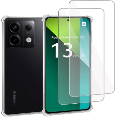 Geschikt voor Xiaomi Redmi Note 13 Pro / POCO M6 Pro - Hoesje + 2x Screenprotector – Gehard Glas Cover + Shock Proof Case – Transparant
