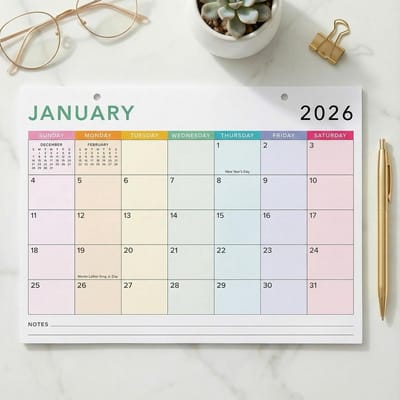 Grote Bureaukalender 2026 - Juli 2027 | Bureaublad & Wandkalender met Ruimte voor Notities