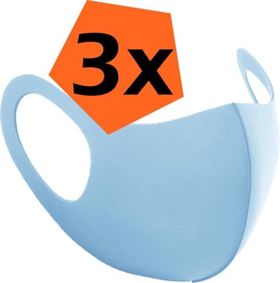 Mondkapje Wasbaar Blauw Mondmasker Wasbaar Mondkapje Wasbare Mondkapjes Universeel - 3 PACK