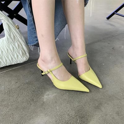 Zomer Hoge Hakken Slippers Sexy Damesschoenen Sandalen Nieuwe Pumps Schoenen Designer Sexy Slingback Flip Flops Mujer Slides Zapatos 36 geel