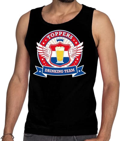 Zwart Toppers drinking team tankop / mouwloos shirt zwart heren S