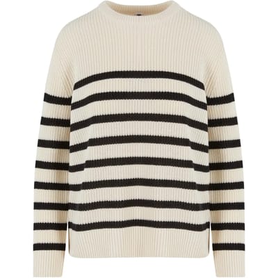Urban Classics - Rib Striped Gebreide trui - XS - Beige/Zwart