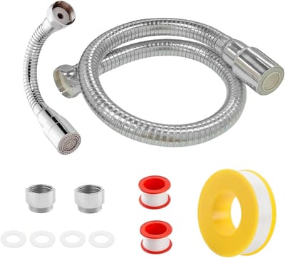Allecto plus - Waterkraanverlenging 2 stuks | Keuken en badkamer | Flexibel opzetstuk | Draaibare sproeikop | 360 graden draaibaar | 52 cm lang