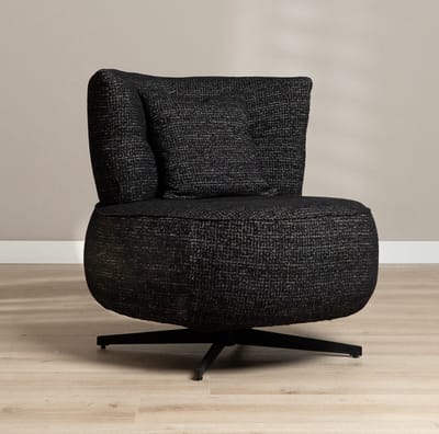 Bronx71® Fauteuil Fallon draaibaar gemêleerde stof zwart