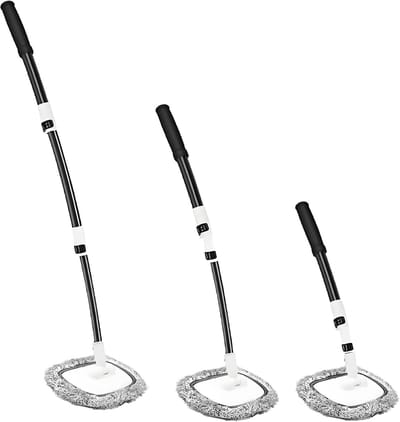 Autowasborstel Lange Handgreep - Reinigingsborstel Voertuig - Auto Grondig Reinigen - Verstelbare Gebogen Pool - 50-110 cm - Zwart Wit Grijs