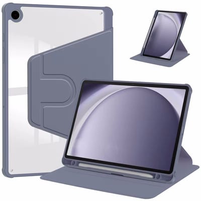 Acryl Draaibare Stand Case Hoesje Geschikt voor: Samsung Galaxy Tab A9 8.7 inch & Tab A11 - met Potloodhouder (Lavender)