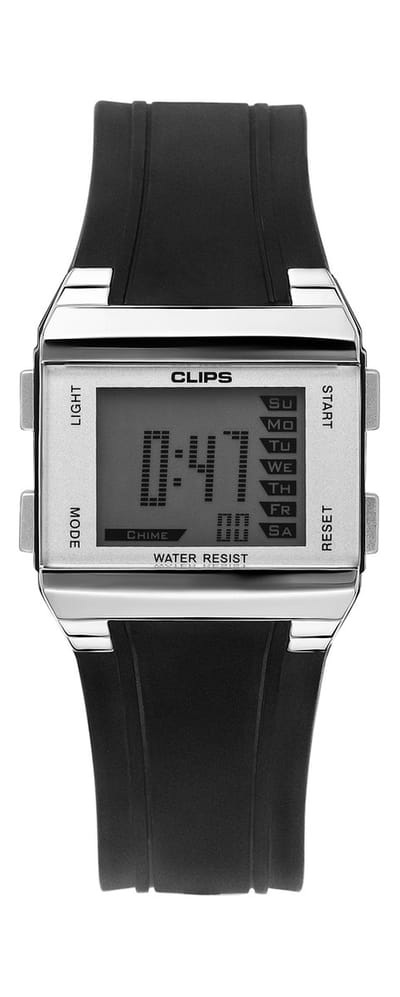 Clips 539-6003-84 Horloge - Rubber - Zwart - Ø 37.5 mm