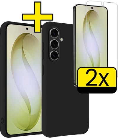 Hoesje - Met 2x Screenprotector - Geschikt voor Samsung Galaxy S26 - Sterk & Shockproof - Back Cover - Siliconen Case - Telefoon Hoes - Telefoonhoesjes - Zwart