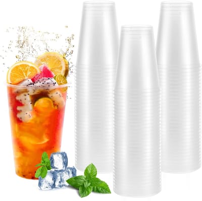 Dailygoods - 100 Stuks Herbruikbare Plastic Bekers - Transparante Cocktail- en Feestbekers van 400 ml