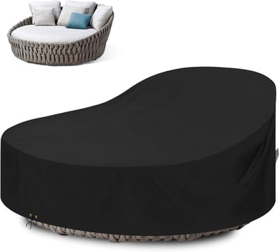 Zoneiland afdekking, waterdicht, beschermhoes voor zonne-eiland, winddicht, uv-bestendig, zware belasting, 420D Oxford-weefsel, dekzeil voor ligeiland, tuineiland, afdekhoes, 190 x 50/90 cm