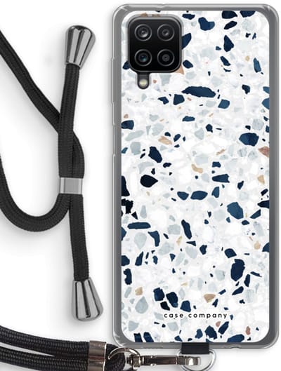 Case Company® - Hoesje met koord geschikt voor Samsung Galaxy A12 hoesje met Koord - Terrazzo N°1 - Telefoonhoesje met Zwart Koord - Bescherming aan alle Kanten en Over de Schermrand