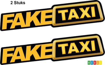 ***2x Autosticker FAKE TAXI - Grappig voor op je Auto - Mannen Stickers - van Heble® ***